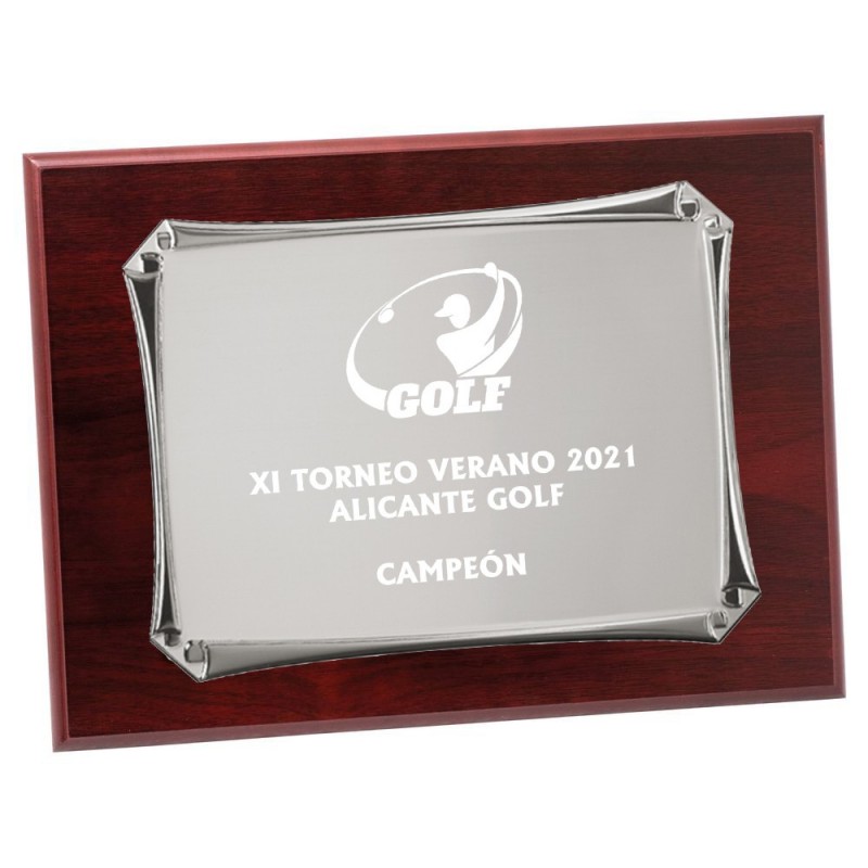 Placa Conmemorativa Premium PLATA con soporte cristal