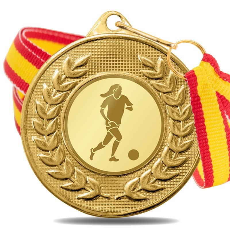 Medalla Fútbol Femenino 5878 Oro Ø50mm Medalla Fútbol Femenino 5878 Oro Ø50mm