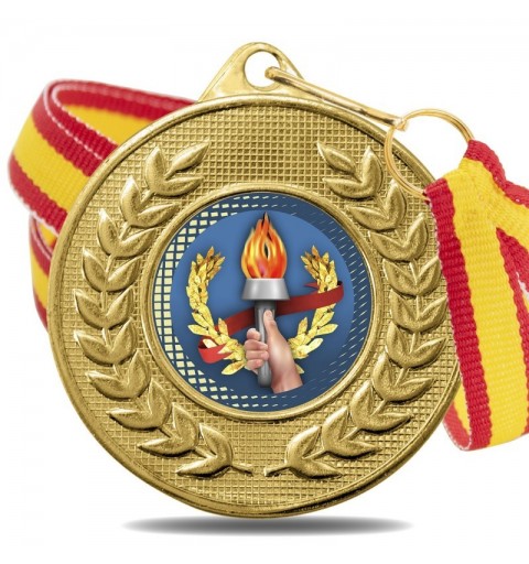 Medalla Antorcha Color 5878 Oro Ø50mm