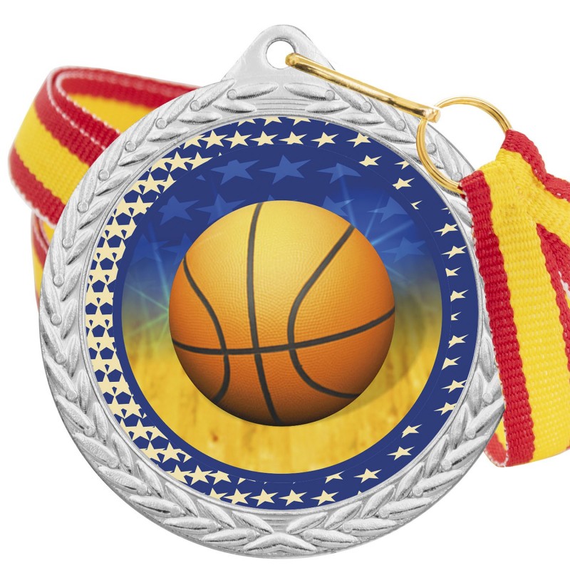 Medalla Baloncesto Color 5020 Plata Ø50mm Medalla Baloncesto Color 5020 Plata Ø50mm