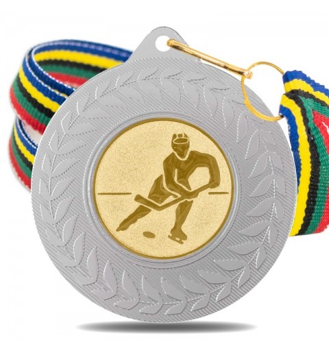 Medalla Hockey Hielo 5980 Plata Ø50mm