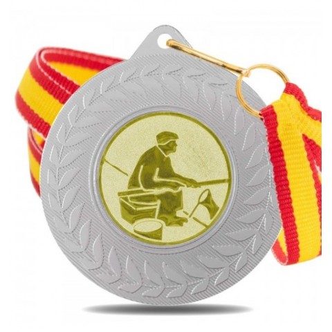 Medalla Pesca 5980 Plata Ø50mm