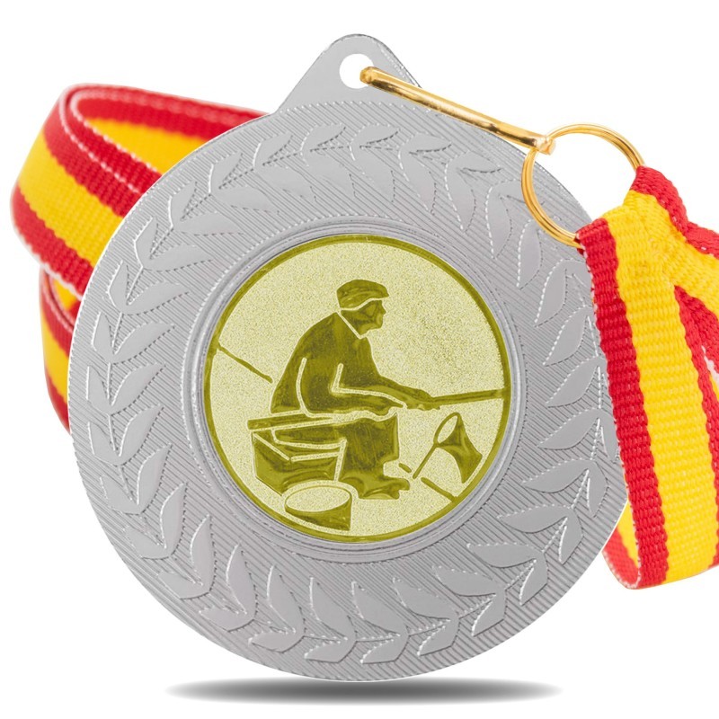 Medalla Pesca 5980 Plata Ø50mm