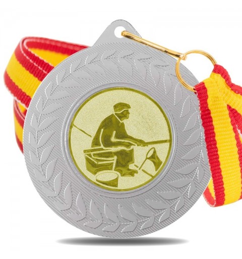 Medalla Pesca 5980 Plata Ø50mm