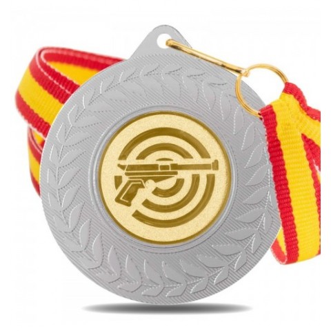 Medalla Tiro Pistola 5980 Plata Ø50mm