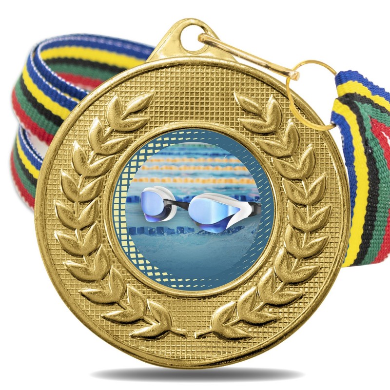 Medalla Natación Color 5878 Oro Ø50mm