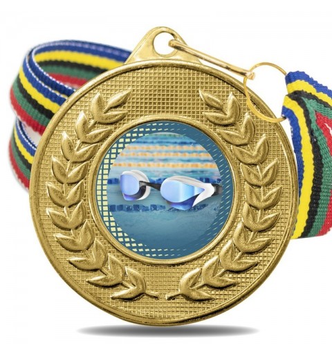 Medalla Natación Color 5878 Oro Ø50mm