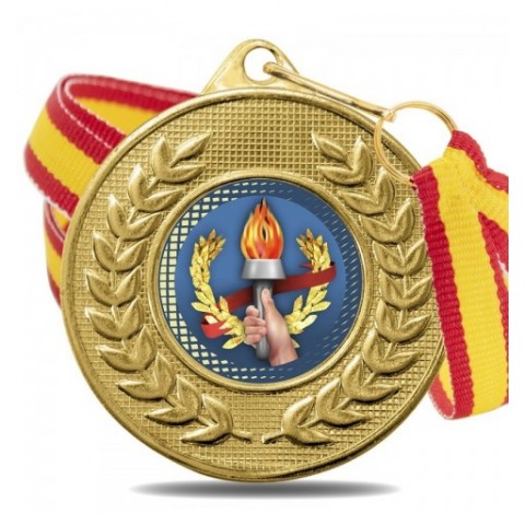 Medalla Antorcha Color 5878 Oro Ø50mm