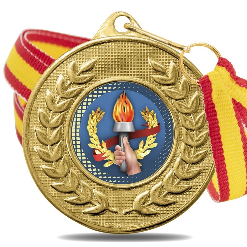 Medalla Antorcha Color 5878 Oro Ø50mm