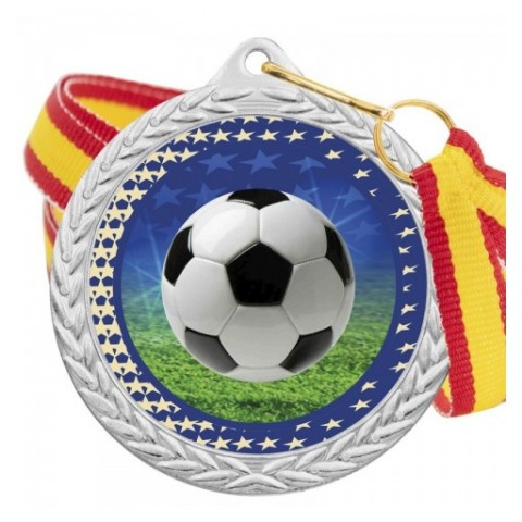 Medalla Fútbol Color 5020 Plata Ø50mm