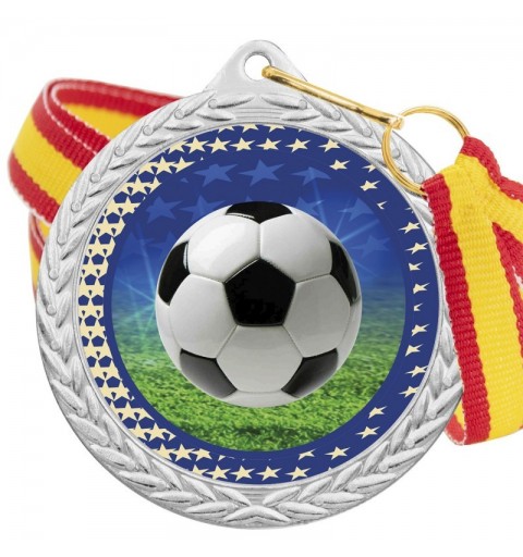 Medalla Fútbol Color 5020 Plata Ø50mm