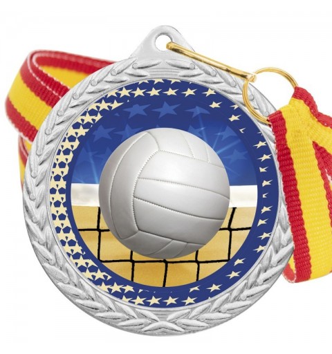 Medalla Voleibol Color 5020 Plata Ø50mm