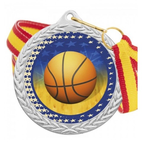 Medalla Baloncesto Color 5020 Plata Ø50mm