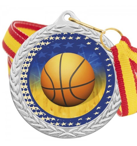 Medalla Baloncesto Color 5020 Plata Ø50mm