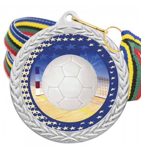 Medalla Balonmano Color 5020 Plata Ø50mm
