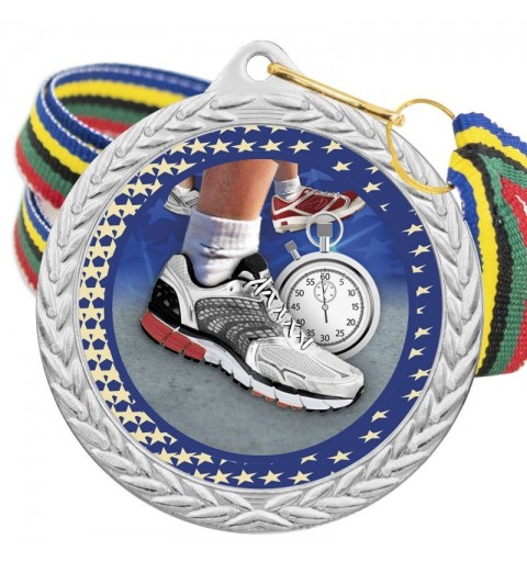 Medalla Running Color 5020 Plata Ø50mm