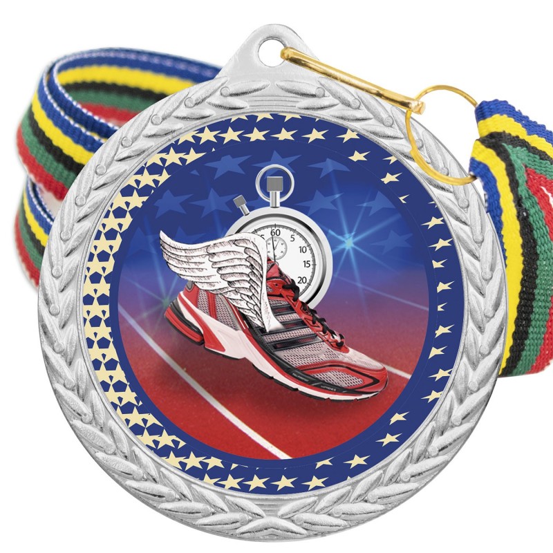 Medalla Atletismo Color 5020 Plata Ø50mm