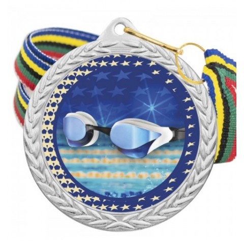 Medalla Natación Color 5020 Plata Ø50mm