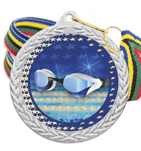Medalla Natación Color 5020 Plata Ø50mm