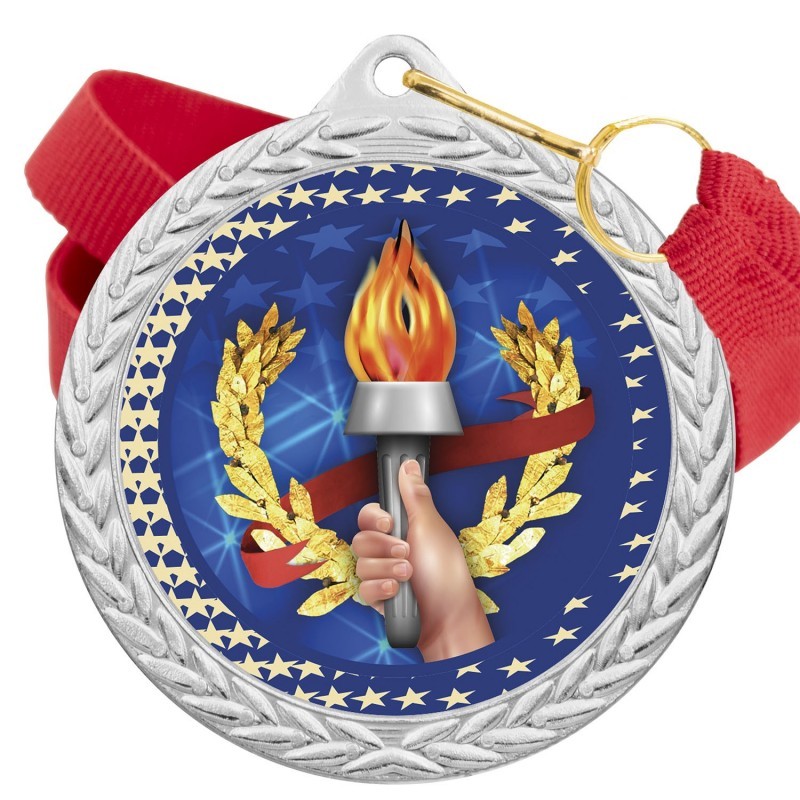 Medalla Deportiva Color 5020 Plata Ø50mm