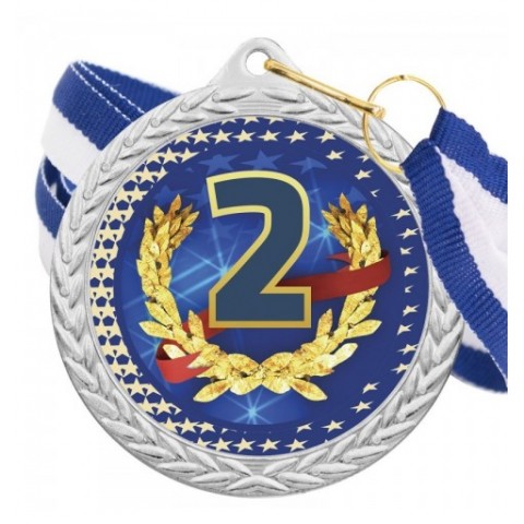 Medalla Nº2 Color 5020 Plata Ø50mm