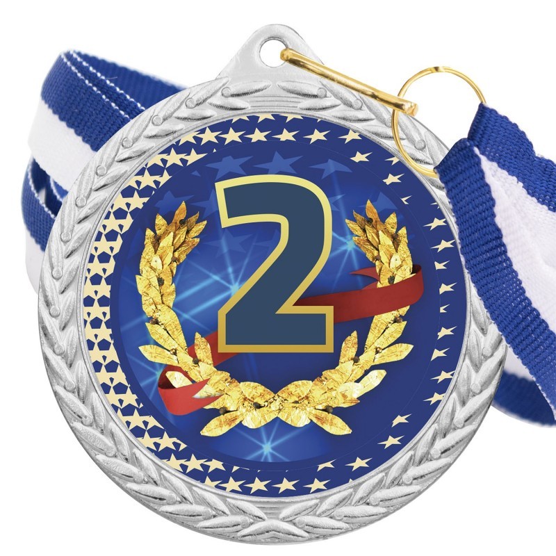 Medalla Nº2 Color 5020 Plata Ø50mm