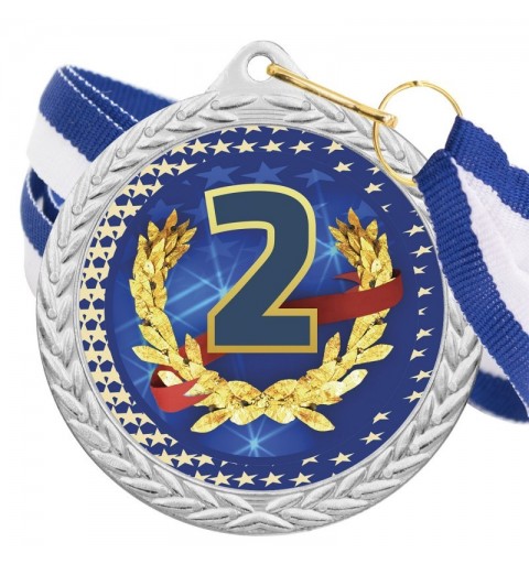 Medalla Nº2 Color 5020 Plata Ø50mm
