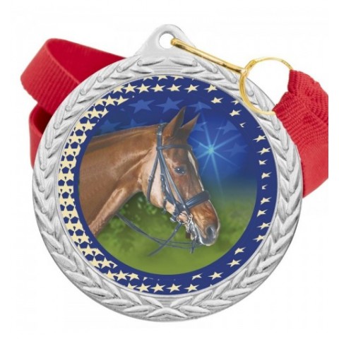 Medalla Hípica Color 5020 Plata Ø50mm