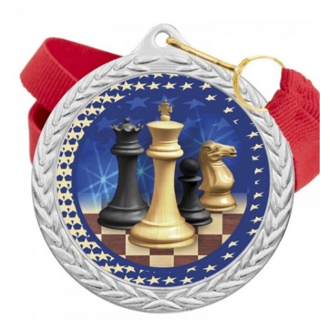Medalla Ajedrez Color 5020 Plata Ø50mm