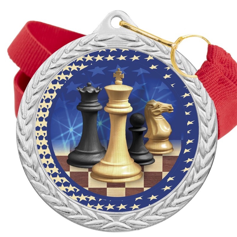 Medalla Ajedrez Color 5020 Plata Ø50mm