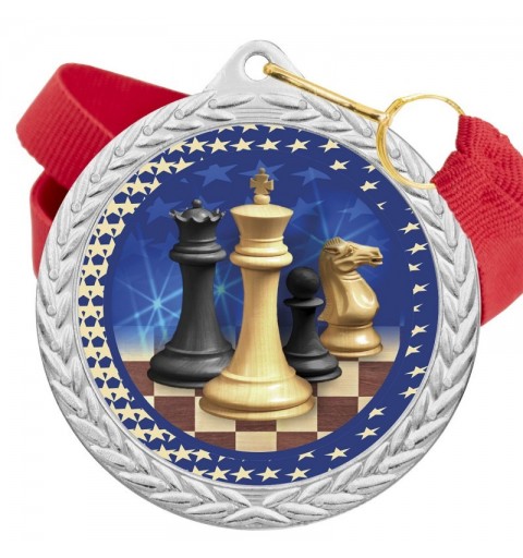 Medalla Ajedrez Color 5020 Plata Ø50mm