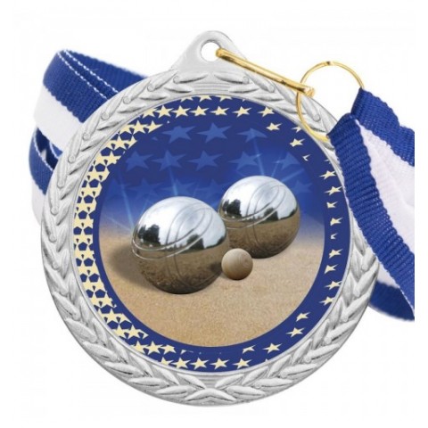 Medalla Petanca Color 5020 Plata Ø50mm