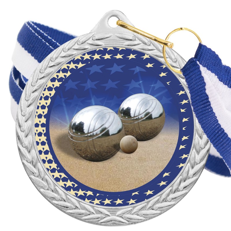 Medalla Petanca Color 5020 Plata Ø50mm