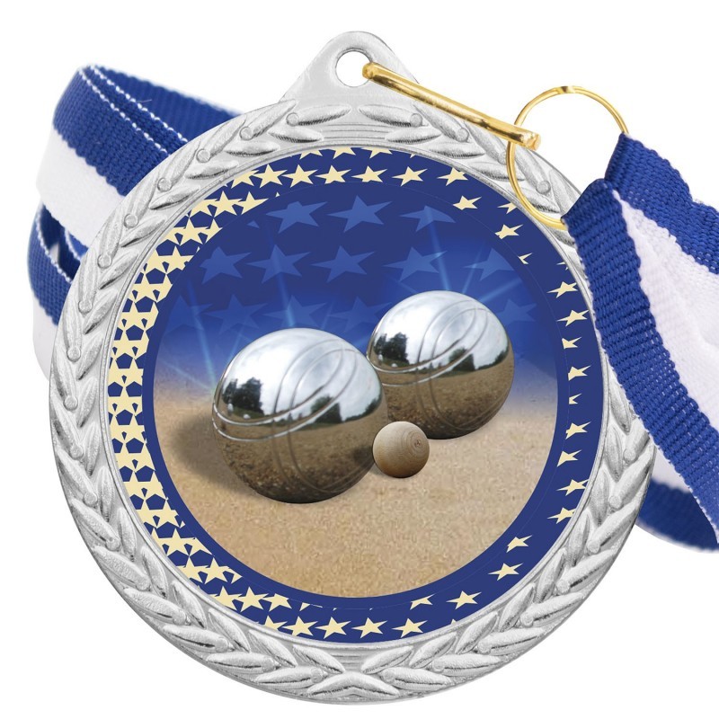 Medalla Petanca Color 5020 Plata Ø50mm