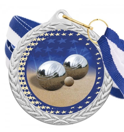 Medalla Petanca Color 5020 Plata Ø50mm