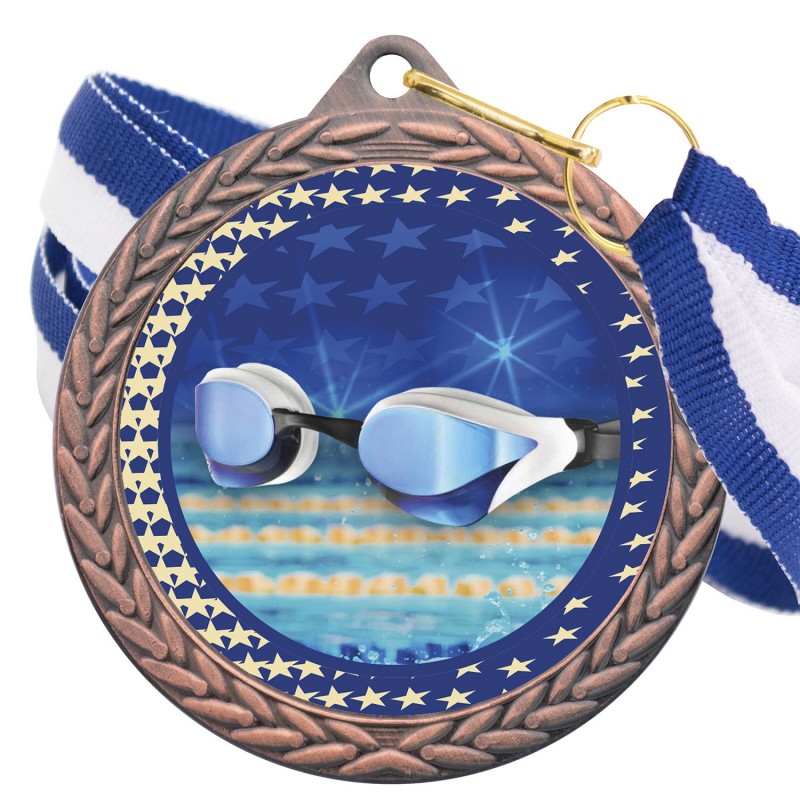 Medalla Natación Color 5020 Bronce Ø50mm
