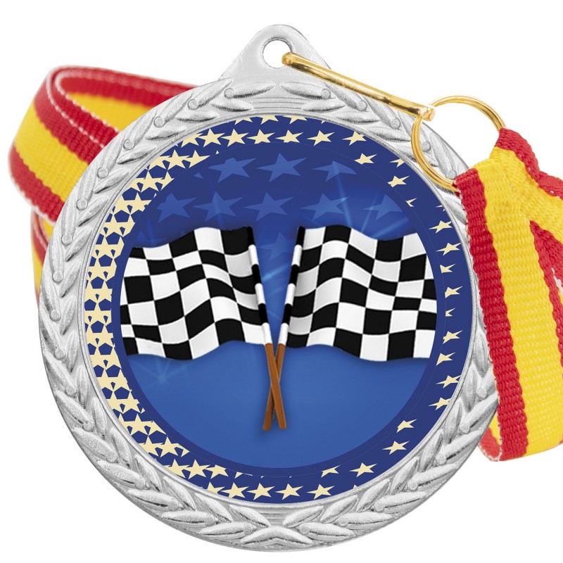 Medalla Motor Color 5020 Plata Ø50mm