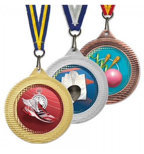 Medalla Deportiva Dorada 70mm Color