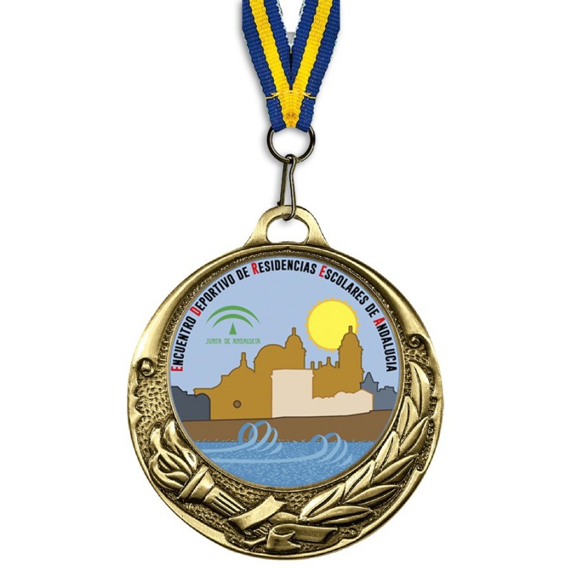 Medalla Deportiva Zamak Oro Viejo 70mm Personalizada