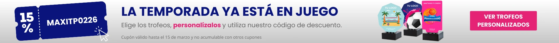 15% de descuento en trofeos personalizadas