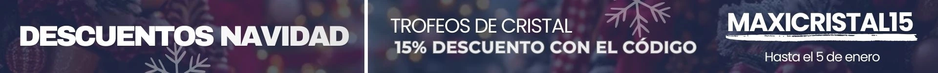 15% de descuento en trofeos de cristal